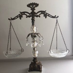 Vintage  Brass, Marble, Lucite and Crystal Scales